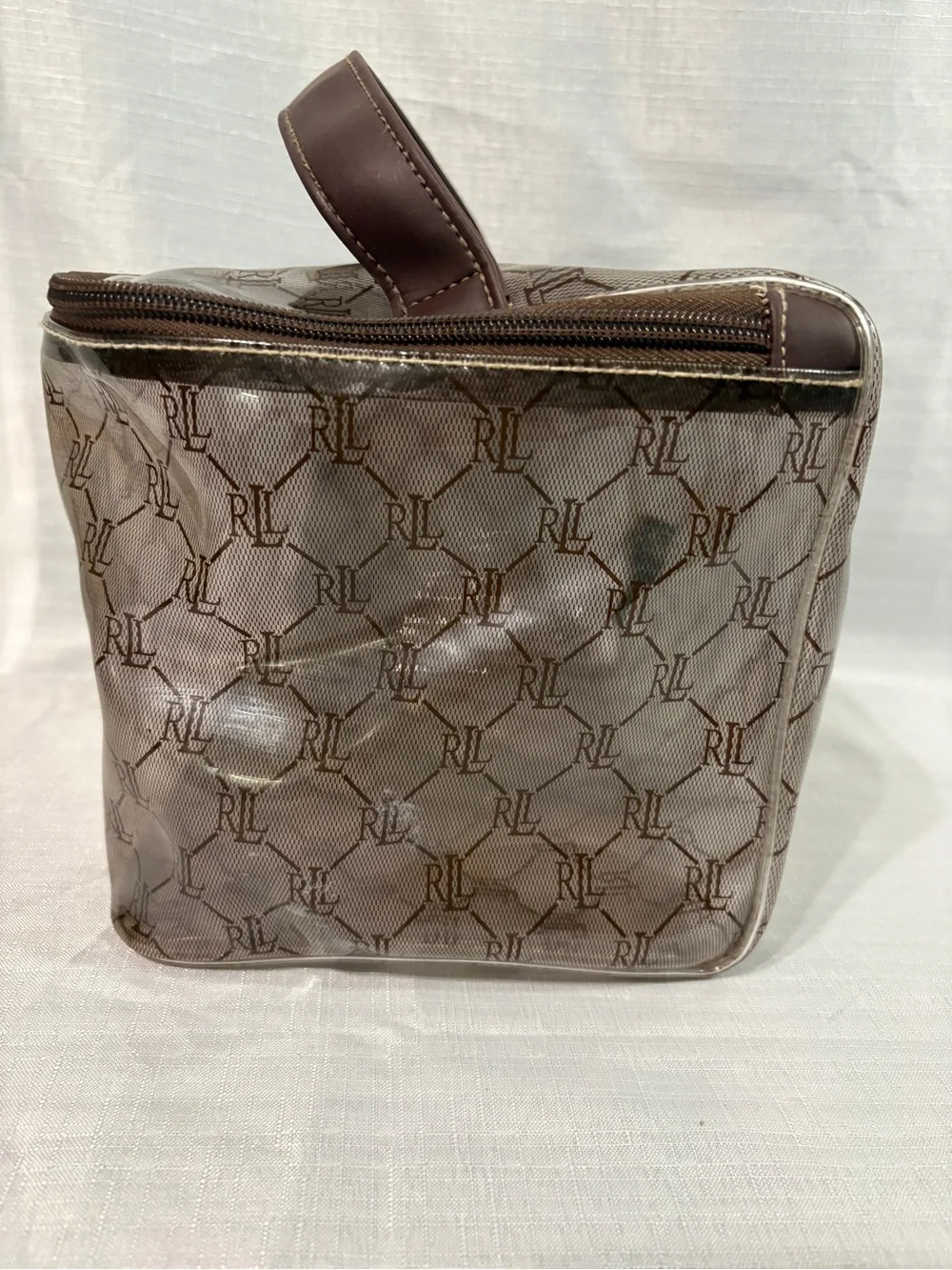 Ralph Lauren Clear w/ Brown RL Monogram Toiletry Bag